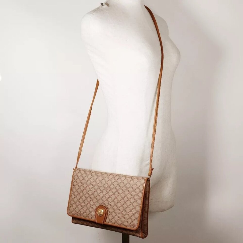 CELINE Old Celine Shoulder Bag Macadam 2-way clutch beige PVC/leather Women - Picture 3 of 16